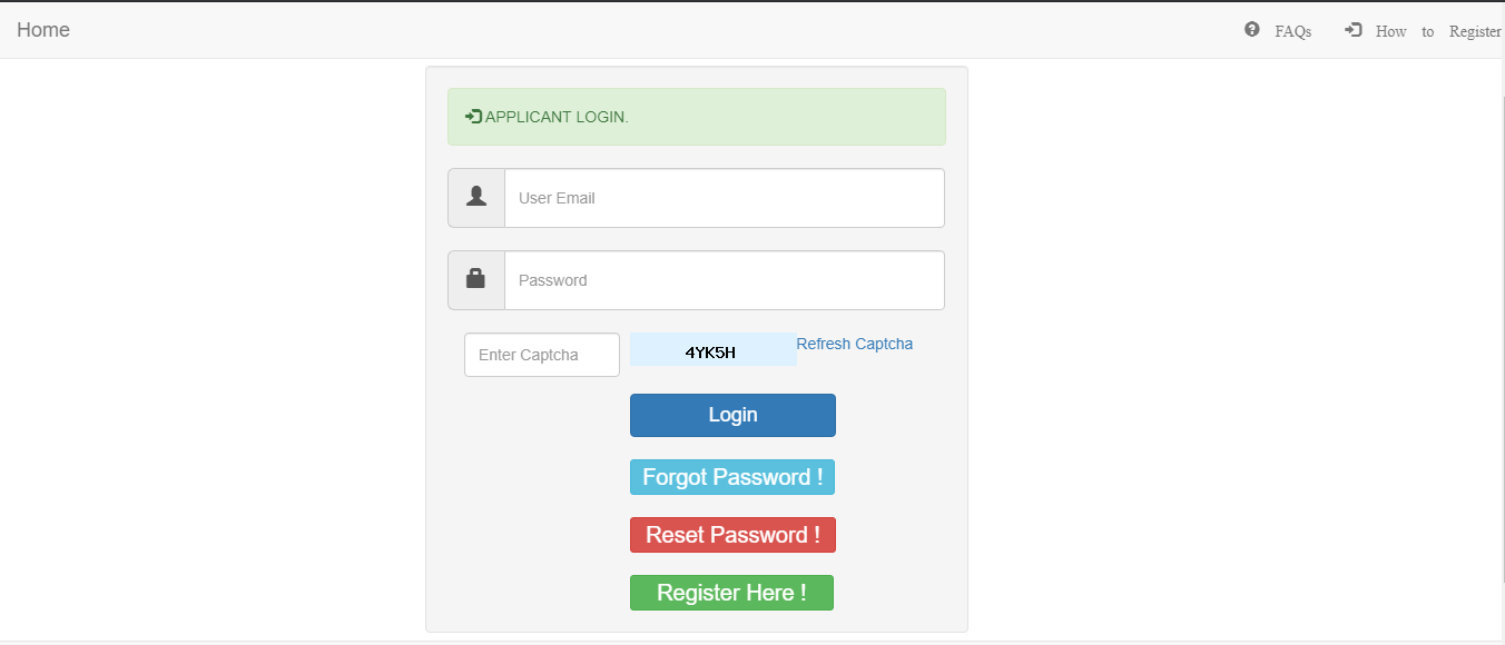 ITBP login page